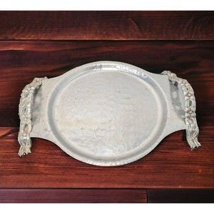 Vintage 13” x 10.5” Rodney Kent Hand wrought Aluminum Serving Plate No. 443